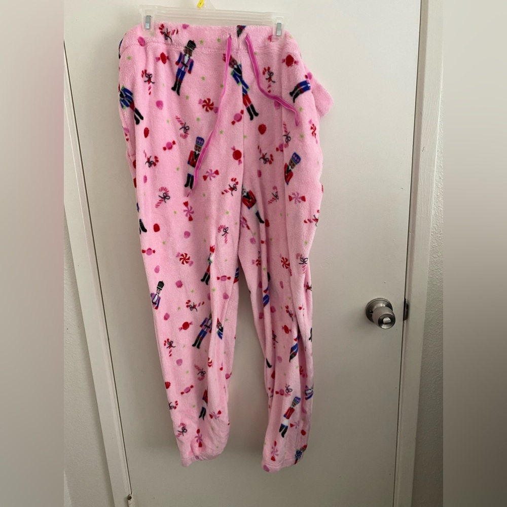 Worn once-pink christmas bottoms
